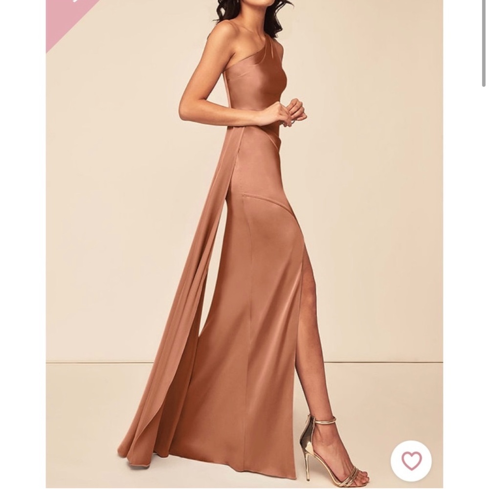 Azazie Maron Stretch Satin Dress Rose Gold